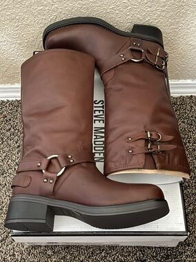 Steve Madden Women’s Astor Brown Color Leather Boots Size-9.5